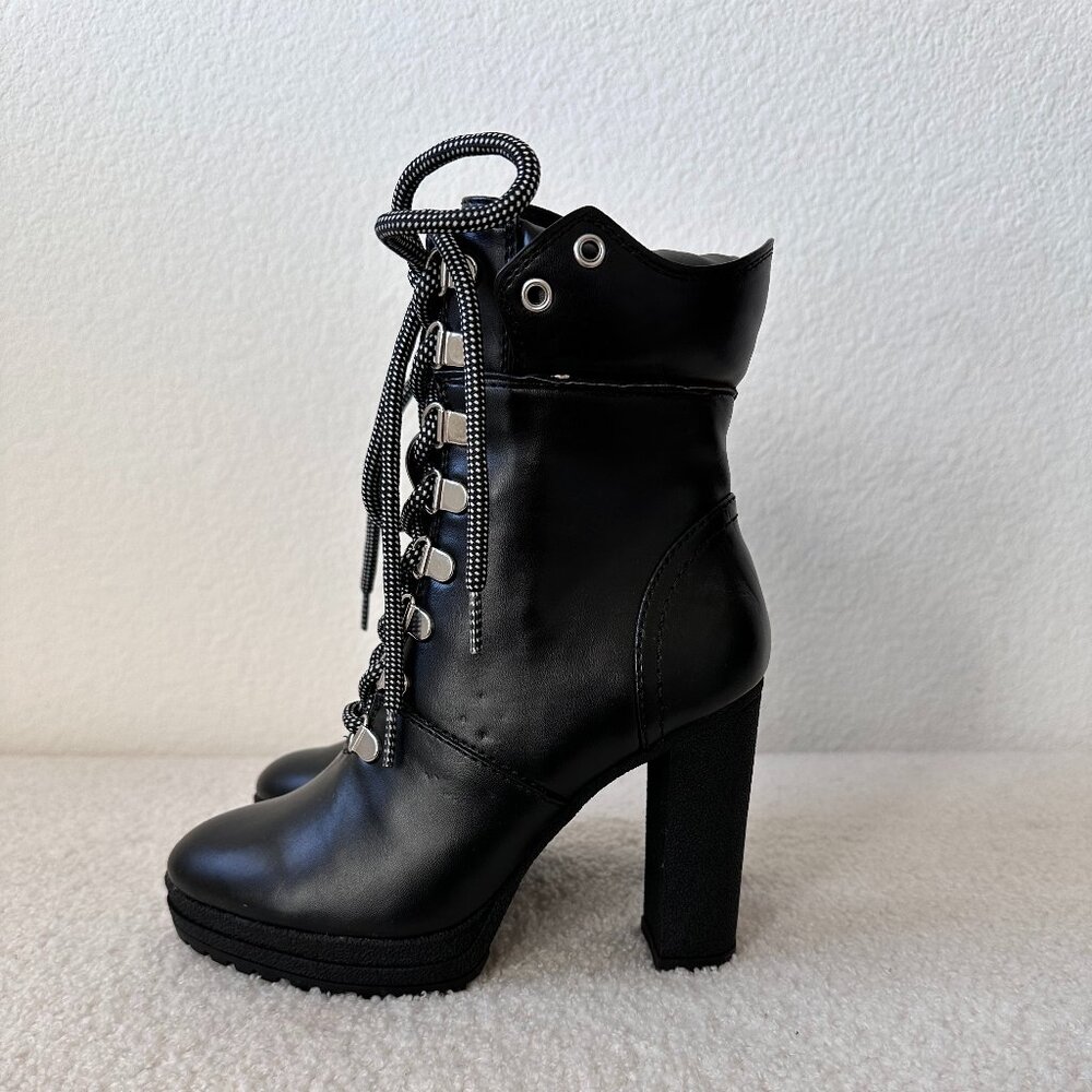 NWOT DKNY Black Lace Up Ultra High Heel Ankle Boots Size 5.5